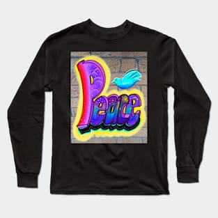 Peace hippie vintage retro graffiti wall message of peace Long Sleeve T-Shirt